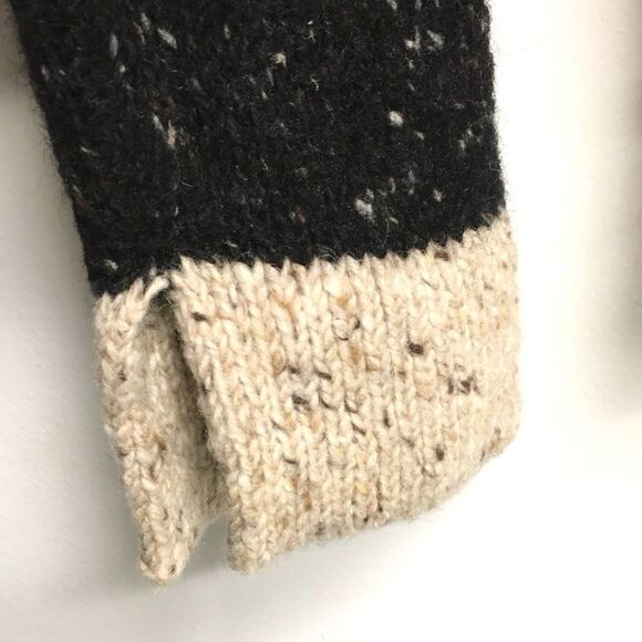 WOOL Ireland Donegal Chunky Knit Button Front Cardigan Sweater Black L - Picture 5 of 8